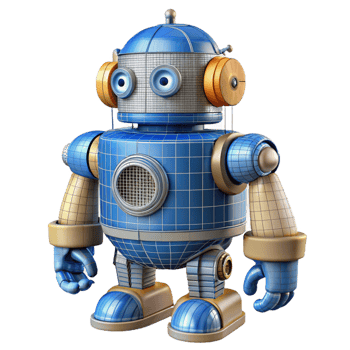 extraordinary rustic Steampunk robot blueprint diagram, isolated object authentic png