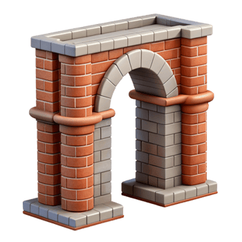 stunning minimalist Roman arch, brick and concrete, exclusive png