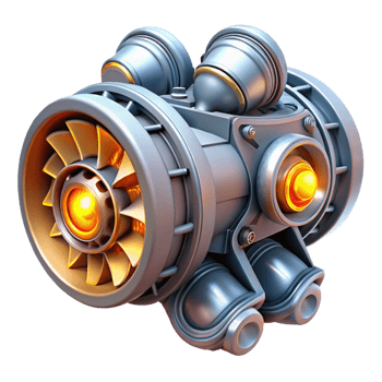 elegant modern Spaceship engine with glowing turbines authentic png
