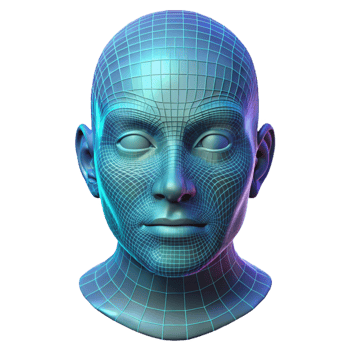 dramatic traditional Hologram Projection of a Human Face, digital grid effect premium png