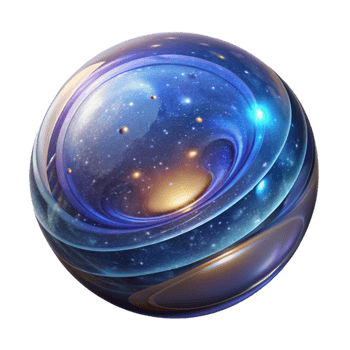elegant artistic A glass orb filled with swirling galaxies, premium png