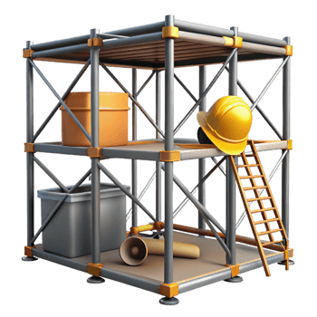 wonderful rustic Scaffolding, metal frame, construction equipment, high resolution png