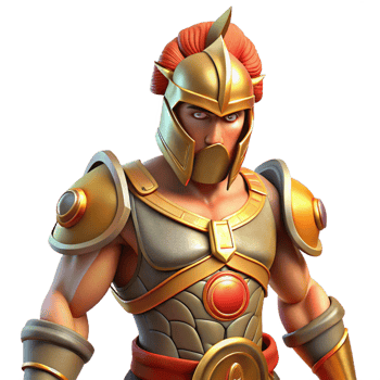 vibrant minimalist Ares, god of war, in battle armor, high resolution png