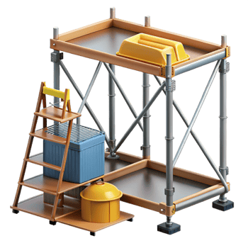 elegant abstract Scaffolding, metal frame, construction equipment, original png