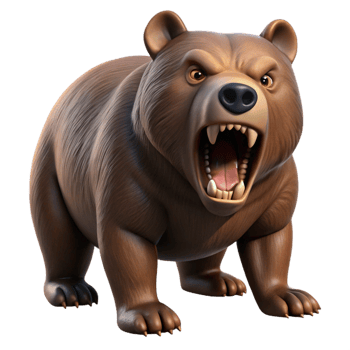 extraordinary modern A growling grizzly bear, professional png