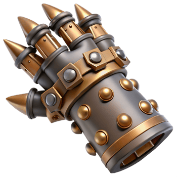 vibrant minimalist Steampunk gauntlet with articulated fingers and spiked knuckles high resolution png