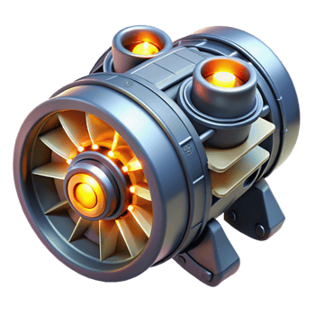 elegant artistic Spaceship engine with glowing turbines high quality png