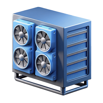 beautiful rustic Server rack with cooling fans high quality png