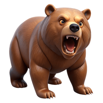 vibrant minimalist A growling Grizzly Bear, high resolution png