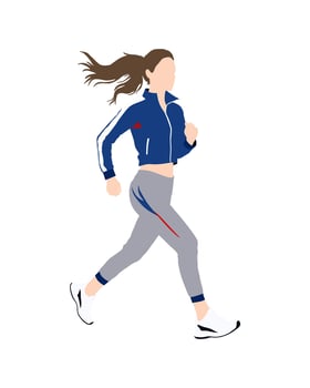Flat art people and illustration, woman running with ponytail and tracksuit vector