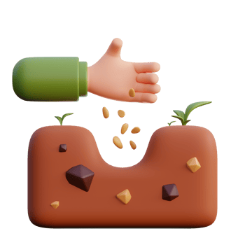 hand planting seed on a rock with a hand reaching out to grab it png