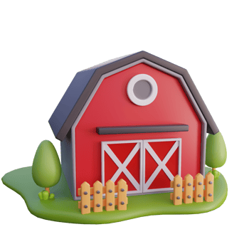a red barn with a fence and trees png