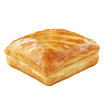 Isolated Armenian gata pastry showcasing rich layers and golden sheen in natural light png