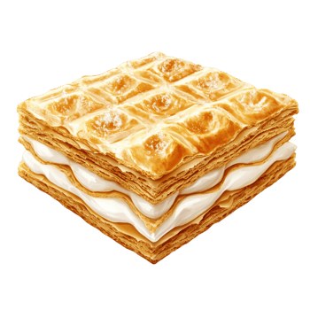 Isolated French mille feuille dessert displaying distinct layers of pastry and cream png