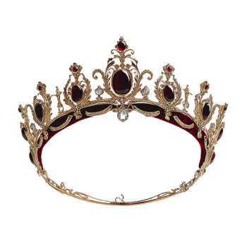 A Golden Regal Crown Adorned With Red Gems and Embellishments png