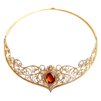 A beautiful golden tiara featuring an oval shaped gemstone in its center png