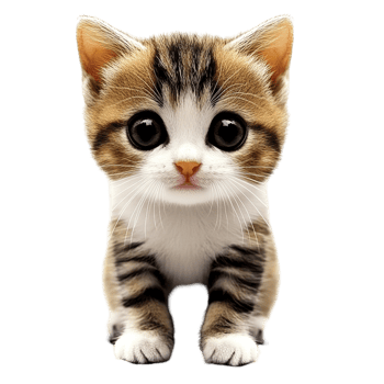 A Small Adorable Kitten With Big Eyes and Striped Fur png