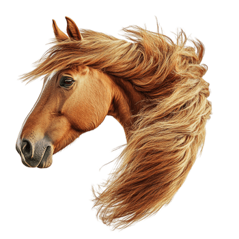 A beautiful brown horse with flowing mane and elegant head png
