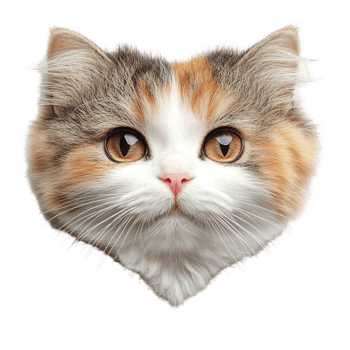 A beautiful calico cat with expressive eyes looking directly ahead png