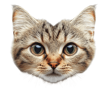 A close up image showing a cats face directly facing the viewer png