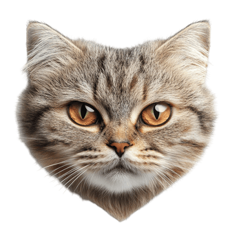 A close up portrait of a domestic feline animal face png