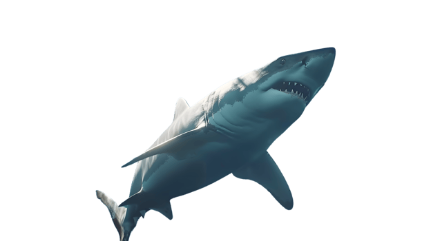 Great White Shark Underwater Ocean Predator Marine Wildlife Illustration png