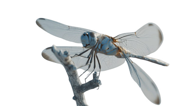 Intricate Dragonfly Perched on a Branch Detailed Wings and Body Nature Photography Wildlife png