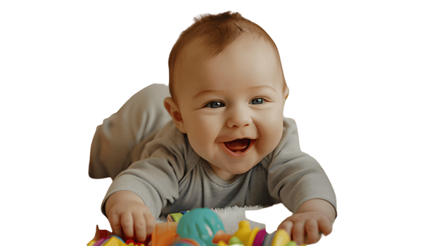 Joyful Baby Playing with Colorful Toys Adorable Infant Laughing and Exploring Early Childhood png