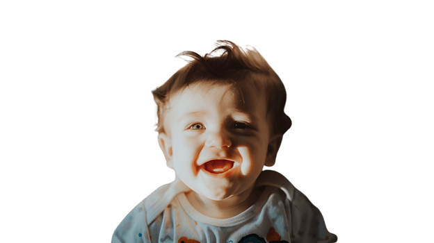 Joyful Baby Laughing with Bright Smile and Playful Expression png