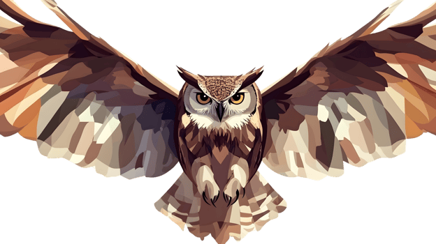 A majestic bird in flight with outstretched wings featuring detailed feathers and intense eyes png