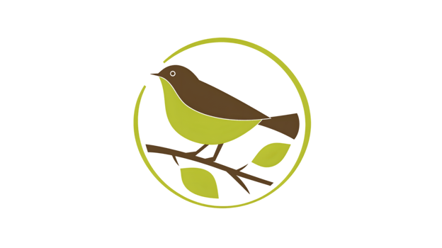 A vibrant bird perched on a branch within a circular frame ideal for nature and design project png