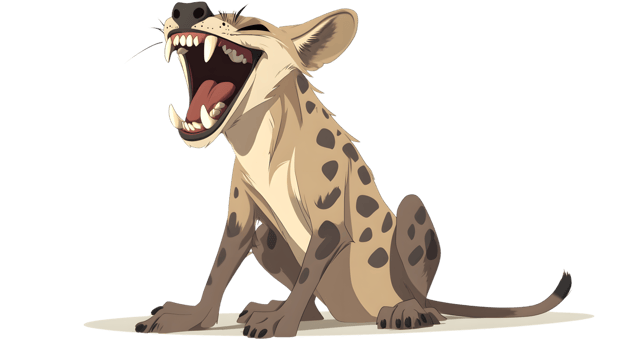 Animated Hyena with Open Mouth Showing Teeth and Expressive Features for Wildlife Cartoon an png