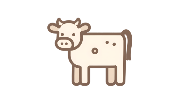 Cartoon Cow Illustration with Simple Design and Minimalist Style for Kids Education Farm Anim png