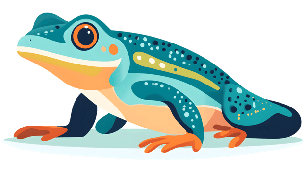 Colorful Frog on a Surfboard Vibrant Illustration for Nature Adventure and Fun Themes png