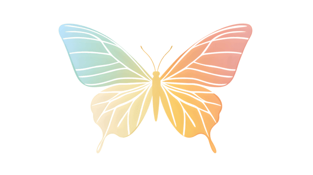 Colorful Gradient Butterfly with Pastel Wings Nature Illustration Artistic Design for Creativ png