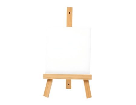 Wooden easel with a blank canvas png