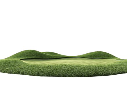 Lush Green Putting Green with Undulating Contours on Transparent Background png