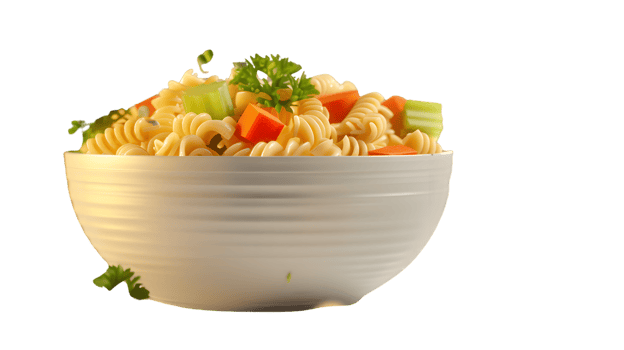 A bowl of colorful pasta salad with fresh vegetables perfect for healthy eating and meal prepa png