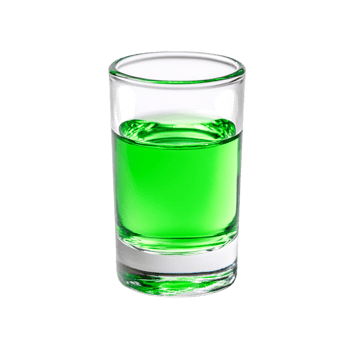 Bright Green Liquid in Clear Glass Shot Glass on png