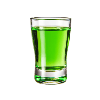 Bright Green Shot Glass Filled With Vibrant Liquid Against png