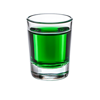 Green shot glass filled with vibrant green liquid png