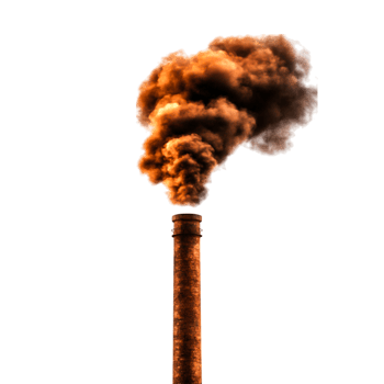 Smoke Emitting from Industrial Chimney Against Dark Cloudy Sky png