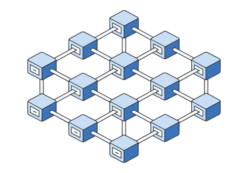 interconnected blocks forming a chain, representing conceptual blockchain technology. vector
