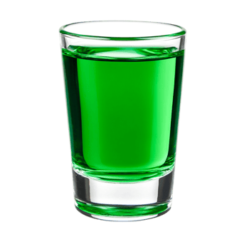 Bright Green Beverage in Clear Glass Shot Glass on png