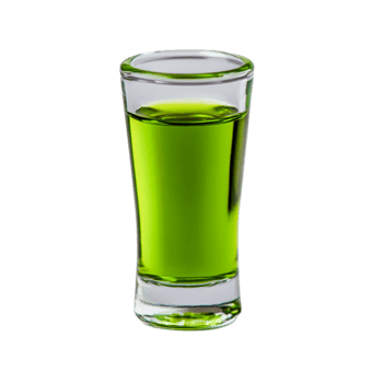 Vibrant Green Liquid in Shot Glass with Crisp Edges and Bright Hue png