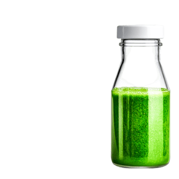 Green Smoothie in Glass Bottle with Straw on png