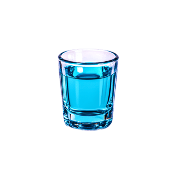 Vibrant Blue Liquid in Clear Glass Shot Glass on png