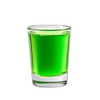 Bright Green Beverage in Transparent Shot Glass on png
