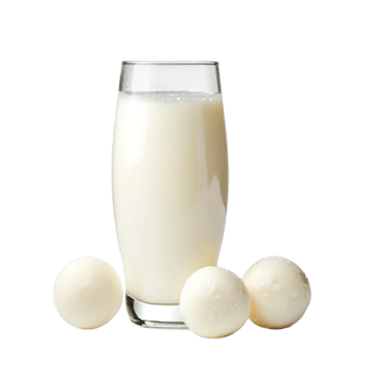 Fresh Glass of Milk with Delicious White Cheese Balls png