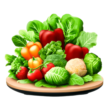 Fresh Mixed Vegetables and Greens Wooden Plate Arrangement png